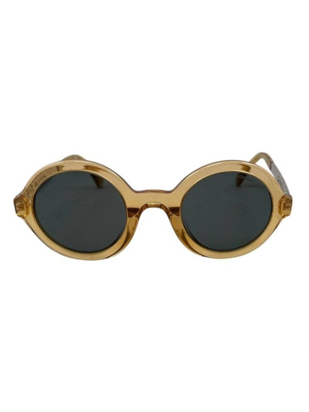 Chanel Sunglasses Clear Frame Logo Brown Silver Eyewear - Picture 3 of 8